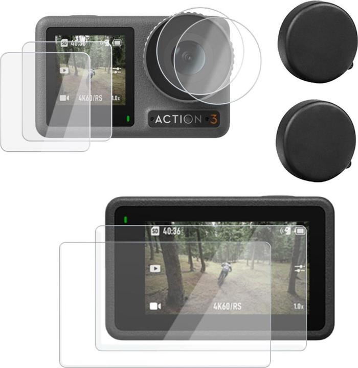 Ueli Express 8 in 1 DJI Osmo Action Display und Linsen Panzerglas mit Objektivschutz