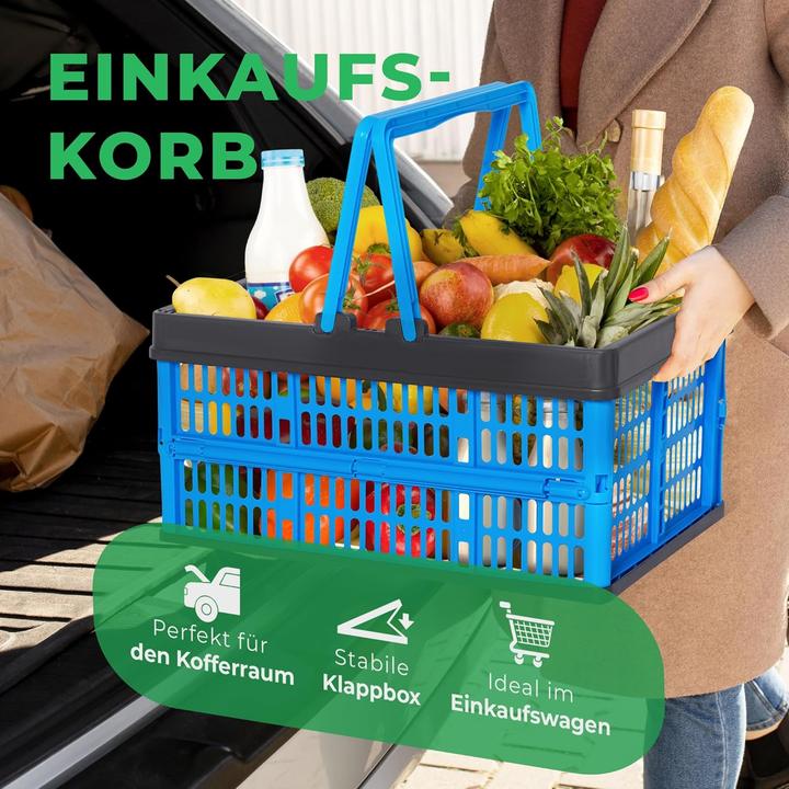 Image du produit Novaliv Klappbox Blau - 16L Faltkorb mit Henkeln - Vielseitiger Einkaufskorb - Praktische Aufbewahru (16 l)