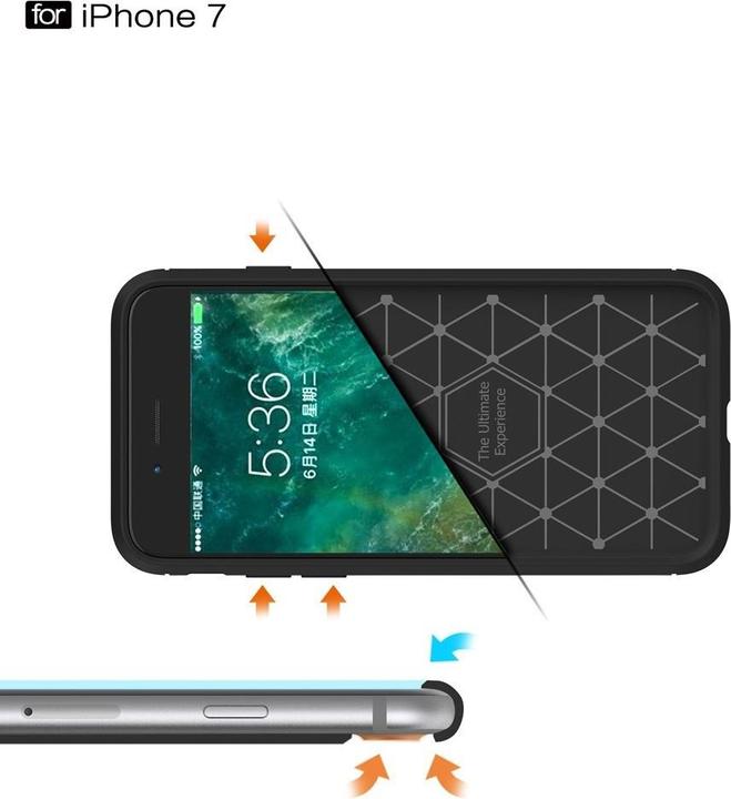 Image du produit Cover-Discount Étui en caoutchouc de silicone Aspect métal-carbone (Apple iPhone 8, Apple iPhone SE, Apple iPhone 7)