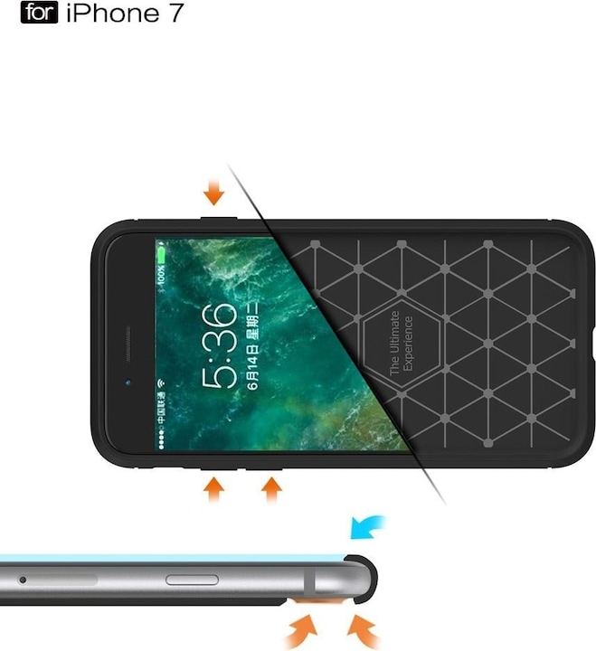 Produktbild Cover-Discount Silikon Gummi Case Metall Carbon Look (Apple iPhone 8, Apple iPhone SE, Apple iPhone 7)