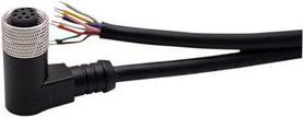 Image du produit RND Electronics Connecteur M12, 5 m, Angle droit, Connecteur femelle, 8 broches, Codage A, Soudé