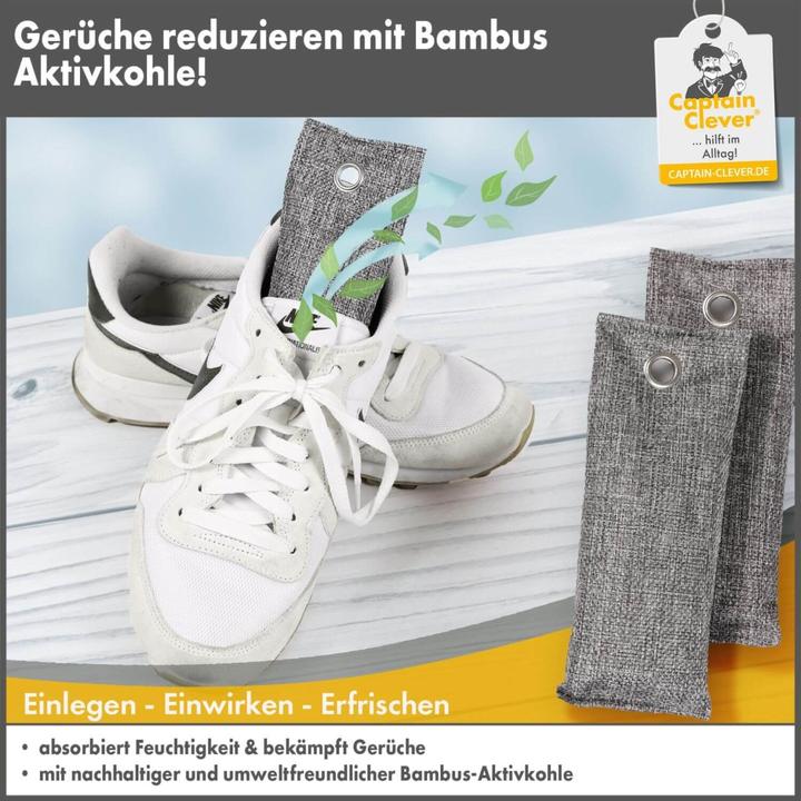 Actual product image Captain Clever Schuh-Geruchsabsorbierer mit Bambus-Aktivkohle, 2er Set (2 x)
