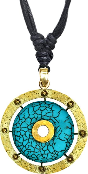 Immagine prodotto Star Piercing Collana nera con ciondolo e anello placcato oro con pietra turchese (Ottone, Mnerale)