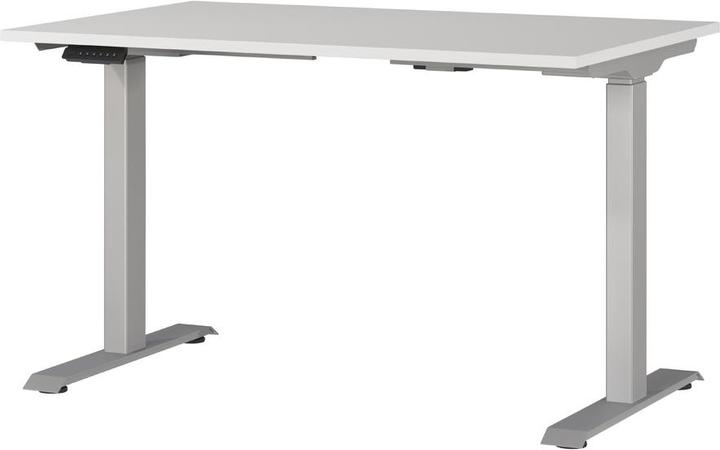 Produktbild Germania JET höhenverstellbarer Schreibtisch lichtgrau rechteckig, T-Fuss-Gestell silber 120,0 x 80,0 (120 x 72 cm)