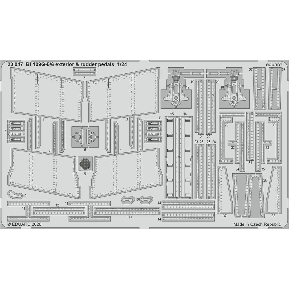 Eduard Bf 109G-5/6 exterior & rudder pedals for Airfix