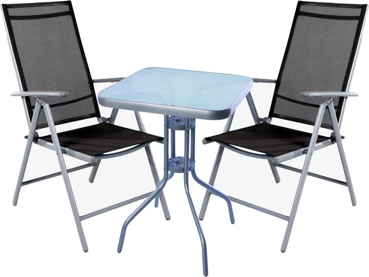 Produktbild Mojawo Bistro Sitzgarnitur Bistrogarnitur 3-teilig Silber/Anthrazit