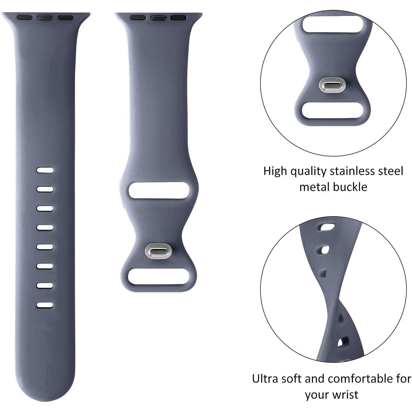 Thumbnail - Strap-it Armband (Silikon, Apple Watch), Uhrenarmband, Blau, Grau
