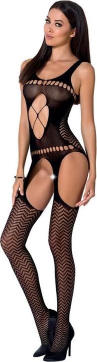 Passion Femme Bs057 Bodystocking Noir Une Taille (Taille unique)