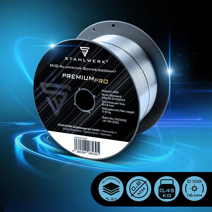 Produktbild Stahlwerk Schweissdraht MIG MAG Aluminium ER4043 Si5 (ALSI-5) Ø 0,8mm 0,45kg
