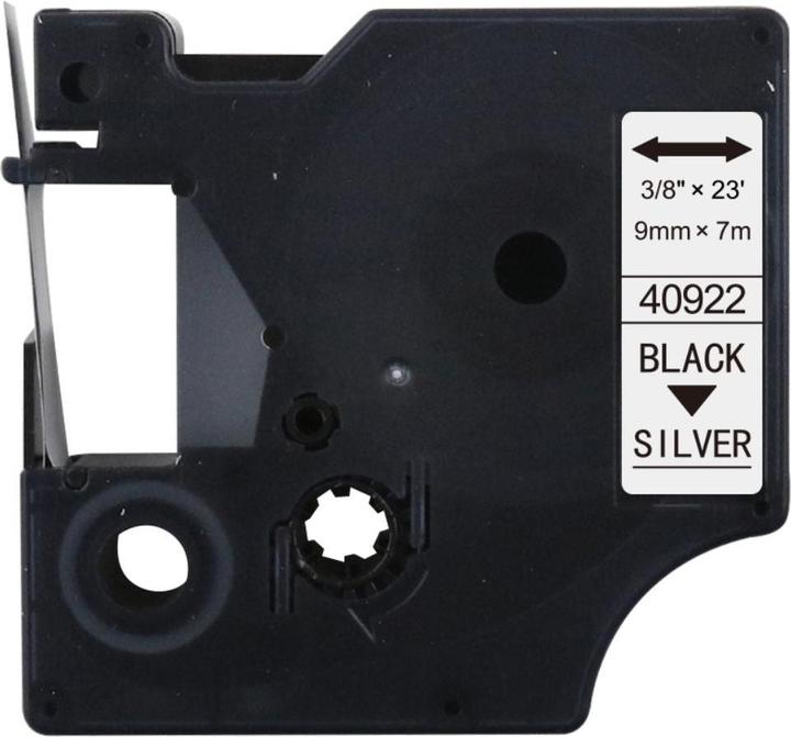 Produktbild Hermex Alternatives Etikettenband zu Dymo D1 40922 Beschriftungsband (0.90 cm, Schwarz, Silber)