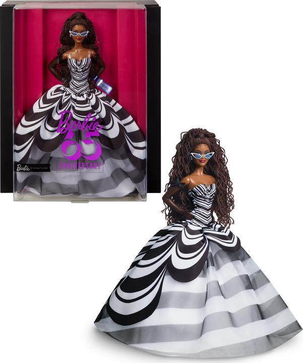 Produktbild Barbie Signature Sammelpuppe zum 65. Jubiläum mit braunen Haaren und schwarz-weisser Robe