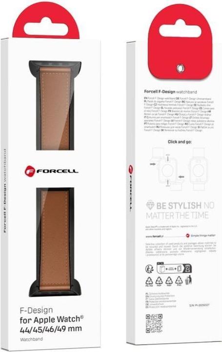 Produktbild Forcell Strap F-DESIGN FA21 eco leather strap for APPLE Watch 42 / 44 / 45 / 49 mm brown (Silikon, Synthetisches Leder)