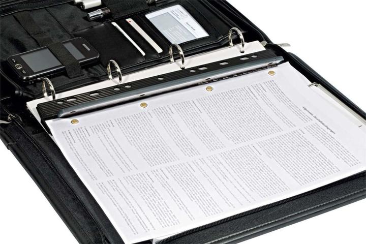 Actual product image Wedo Business pocket hole punch, 4 holes, black Punching capacity: 3 mm, made of plastic with metal rail