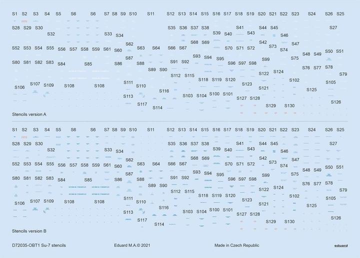 Actual product image Eduard Su-7 stencils 1/72 for MODELSVIT