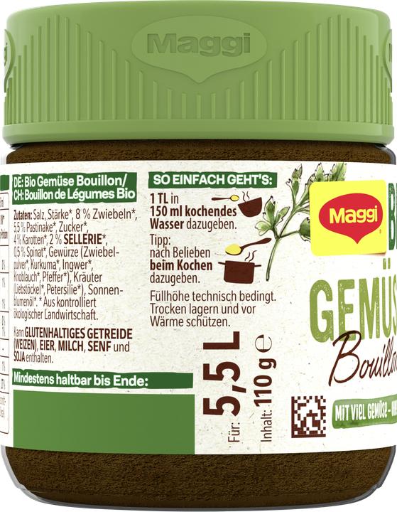 Produktbild Maggi Bio Gemüse Bouillon im Glas, Ergibt 5,5 L (5500 ml)