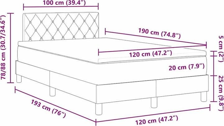 Produktbild vidaXL Boxspringbett (120 x 190 cm)
