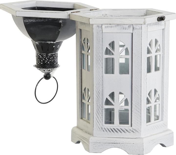 Immagine prodotto DKD Home Decor Laterne Antiker Finish Weiss Dunkelgrau Holz Kristall 19 x 17 x 39 cm