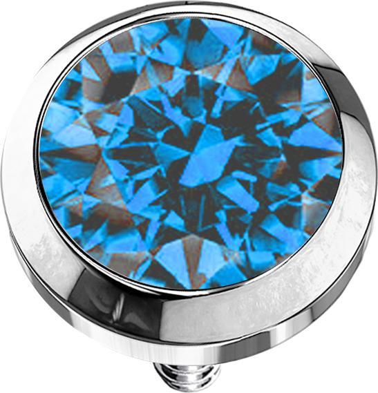 Immagine prodotto Star Piercing Ancora dermica argento con cristallo azzurro (senza ottone, Acciaio chirurgico 316L)