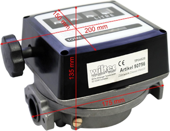 Produktbild Wiltec Diesel Heizöl Zähler Doppelzahlwerk 3bar 25,4mm 19-120l/min Heizölpumpe