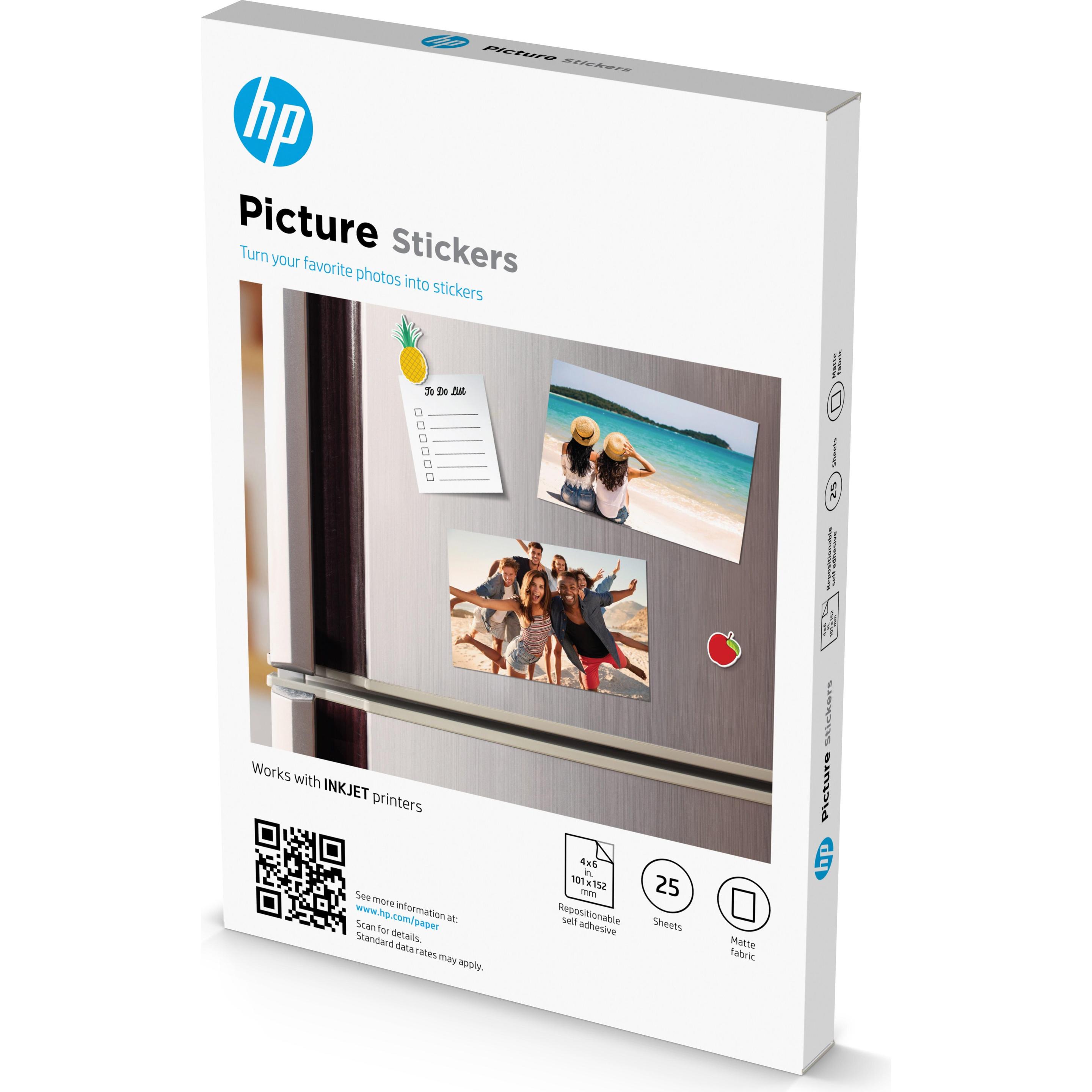 HP Picture Sticker, 10x15cm, 25 Blätter (99 g/m², 10 x 15 cm, 25 x), Fotopapier