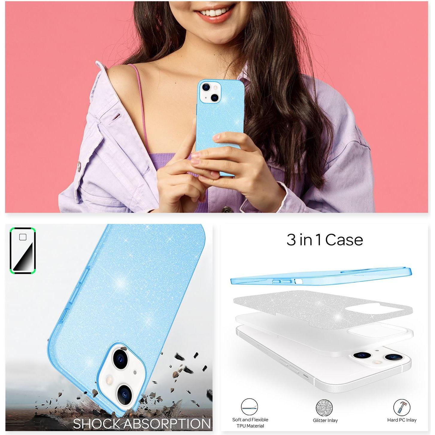 Thumbnail - Nalia Glitzer Handyhülle (Apple iPhone 13 mini), Smartphone Hülle, Blau