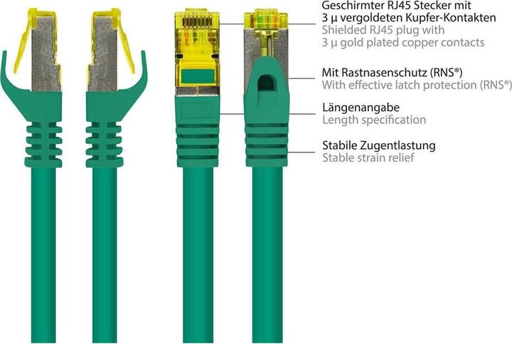 Produktbild Varia SO-34601 - Patchkabel Cat.7, S/FTP, 3m, grün (PiMF, CAT6, 3 m)