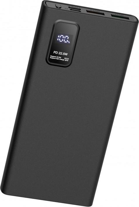 Actual product image Platinet power supply unit 10000mAh PD QC LED, black (10000 mAh, 22.50 W, 37 Wh)