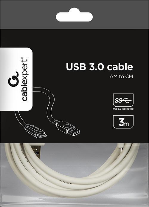 Produktbild Gembird !USB 3.0 type C cable AM/CM/3m/white (3 m, USB 3.2 Gen 1)