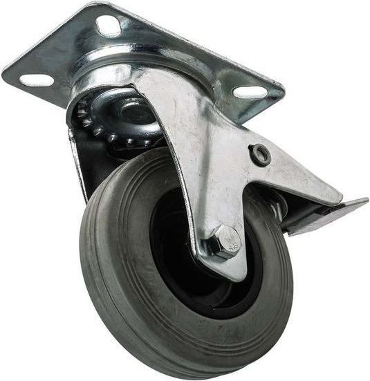 Produktbild RS PRO Braked Swivel Castor, 100mm, Rubber Tyre