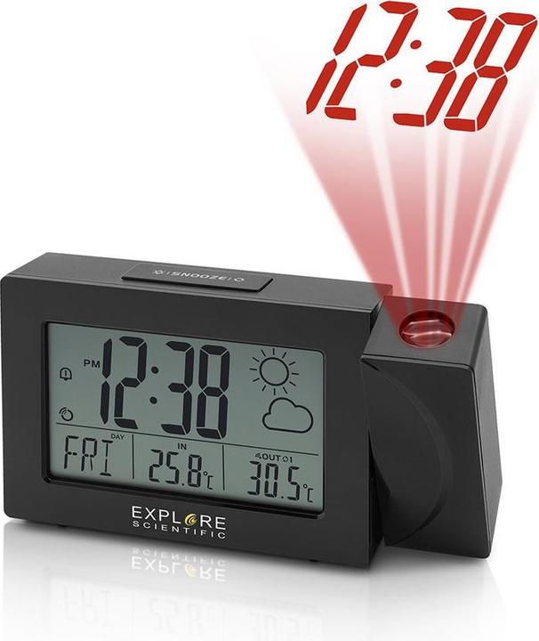 Actual product image Explore Scientific RPW3008 Digital Alarm Clock Black
