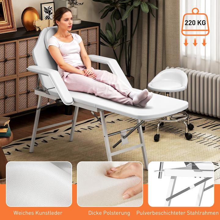 Produktbild Homcom Massagetisch Kunstleder, Stahl Weiss