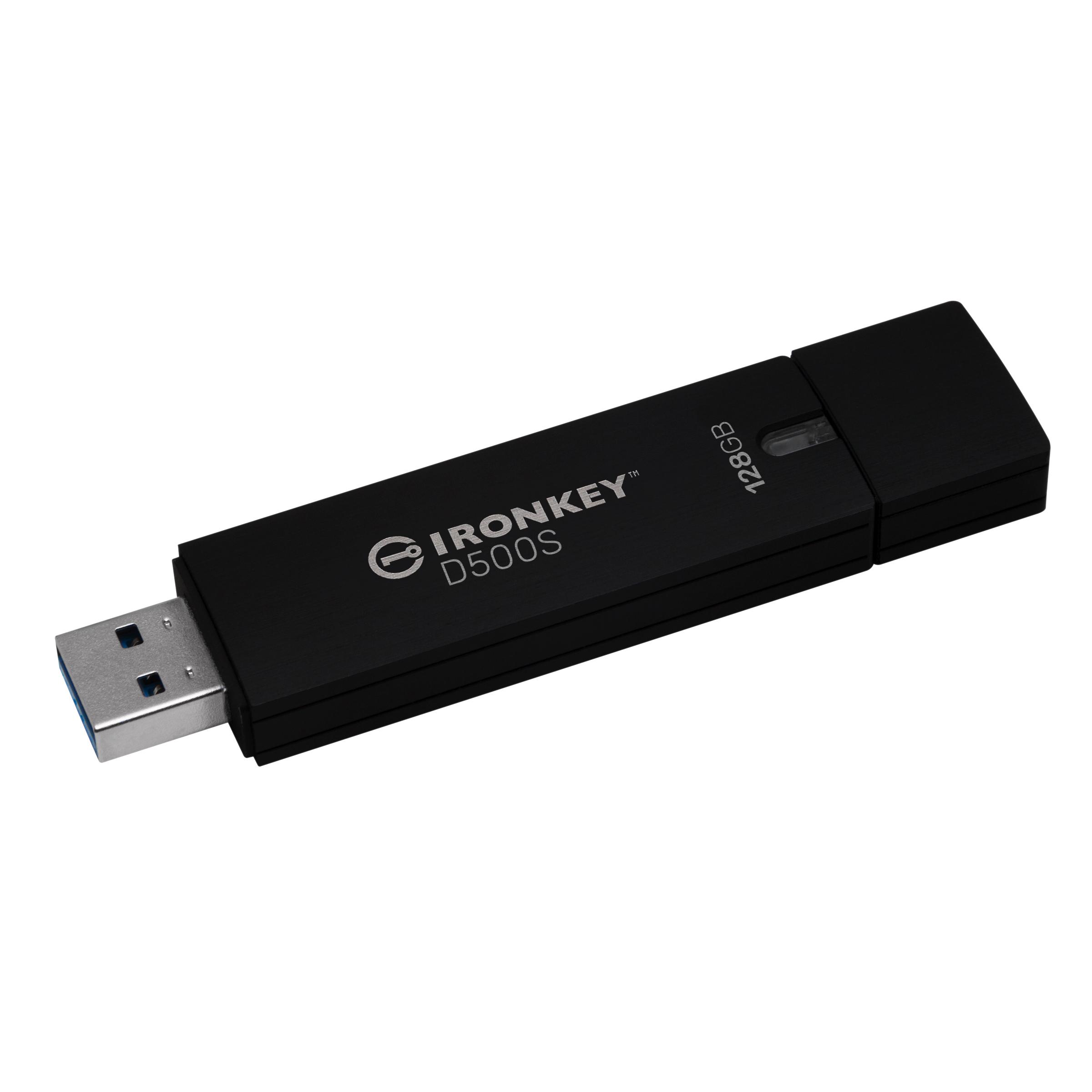 Kingston IronKey D500S (128 GB, USB 3.0), USB Stick, Schwarz