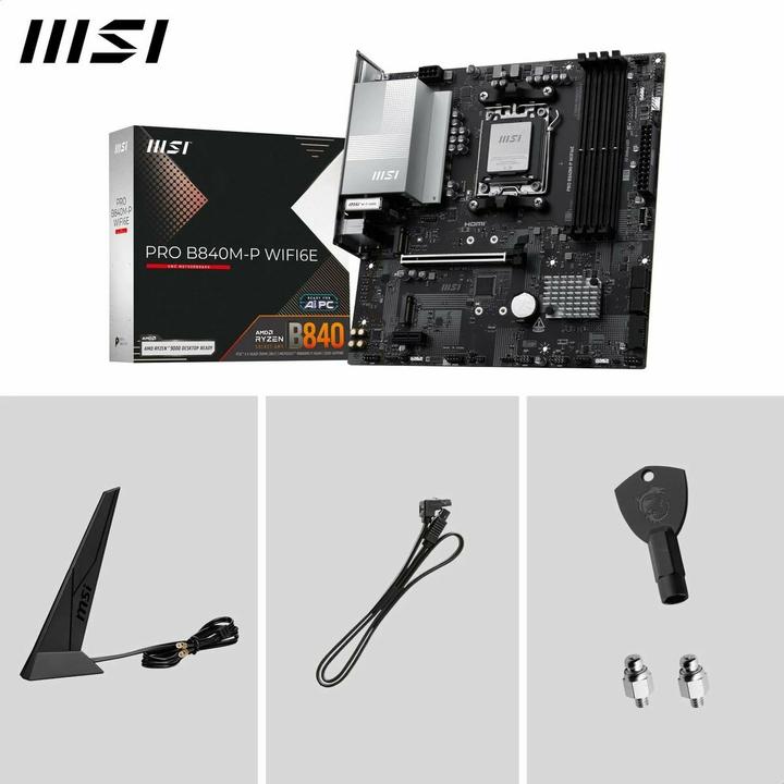 Image du produit MSI PRO B840M-P WIFI6E AM5 mATX MB (AM5, AMD B840, mATX)