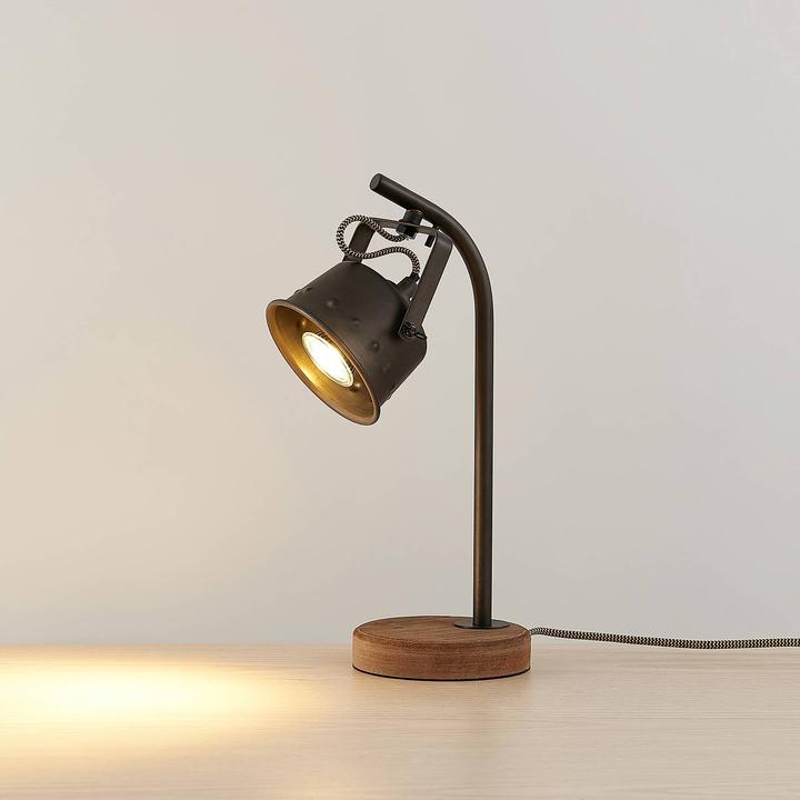Actual product image Lindby Rubinjo table lamp Wood/Black (GU10)