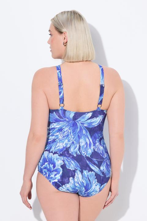 Image du produit Ulla Popken Maillot de bain à fleurs, bonnets souples, noeud fantaisie (54)