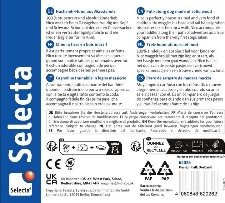 Valori nutrizionali e ingredienti Selecta Spielzeug Cane da tiro Nico