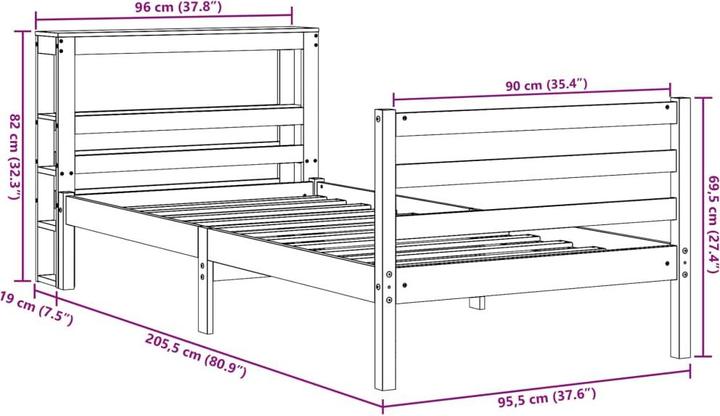 Produktbild vidaXL Bettrahmen (90 x 200 cm)