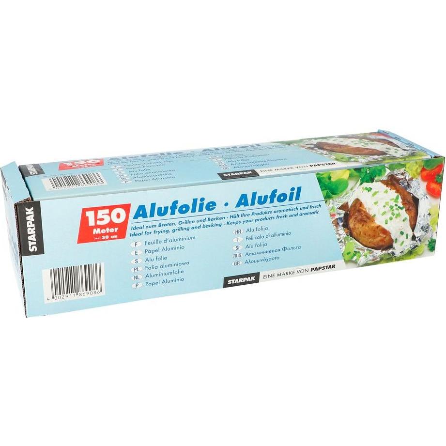 Papstar 86908 Alufolie für Lebensmittel, Lebensmittelverpackung, Silber