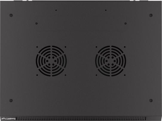 Produktbild Lanberg Nástěnná jednodílná skříň 19", 12U/600x450, (v rozloženém stavu), perforované dveře, černá (12 HE, 19 Zoll Rack)