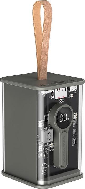 Actual product image Gembird Power Bank transparentny szybkie ładowanie QC3.0 18000 mAh czarny (38 W, 37 Wh)