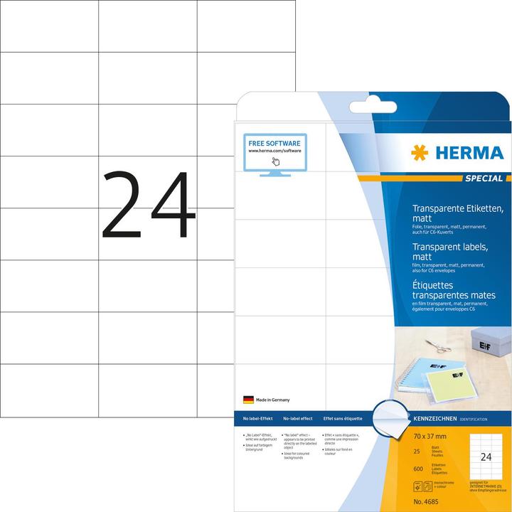 Actual product image HERMA Transparent address labels A4