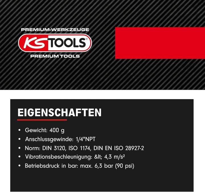 Produktbild KS Tools SlimPOWER Mini-Druckluft-Umschaltratsche, max. 6,3 bar (90 psi), 1/4" (1/4")