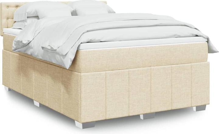 Produktbild vidaXL Boxspringbett Polsterbett Bett Doppelbett Matratze Creme 160x200cm Stoff (160 x 200 cm)