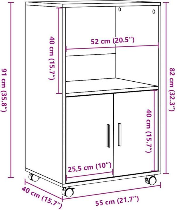 Produktbild vidaXL Rollschrank (55 x 40 x 91 cm)