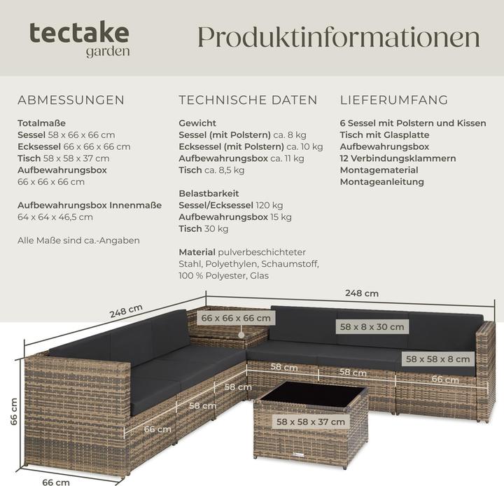 Produktbild tectake Rattan Lounge Verona