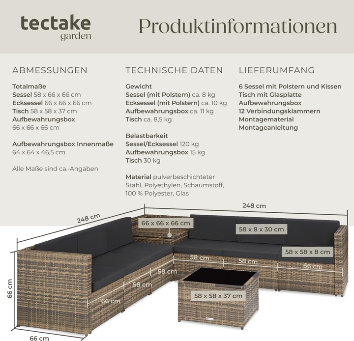 Image du produit tectake Rotin Lounge Verona