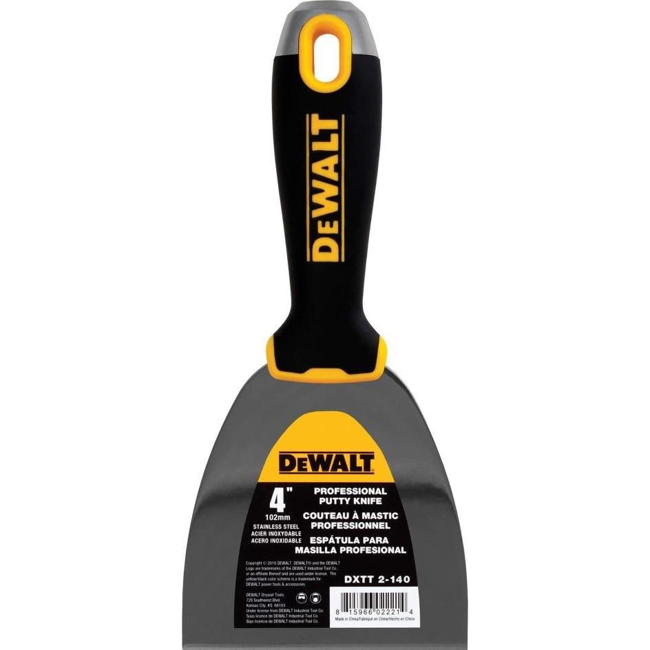 DeWalt, Kelle + Spachtel, 4" Putty Knife Stainless Steel w/Soft Grip Handle DXTT-2-140