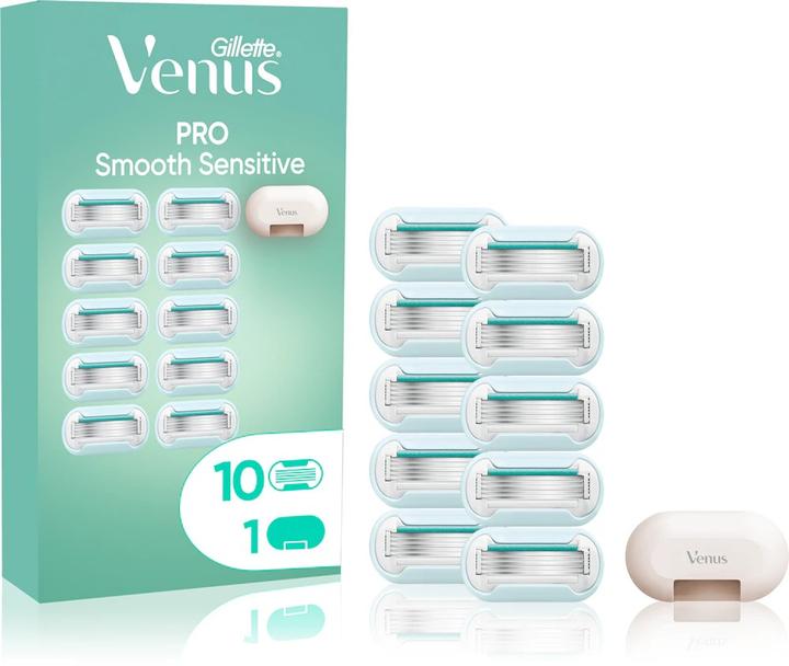 Actual product image Gillette Venus Pro Smooth Sensitive Systemklingen 10er+Reiseschutzkappe Rasierklingen (10x)