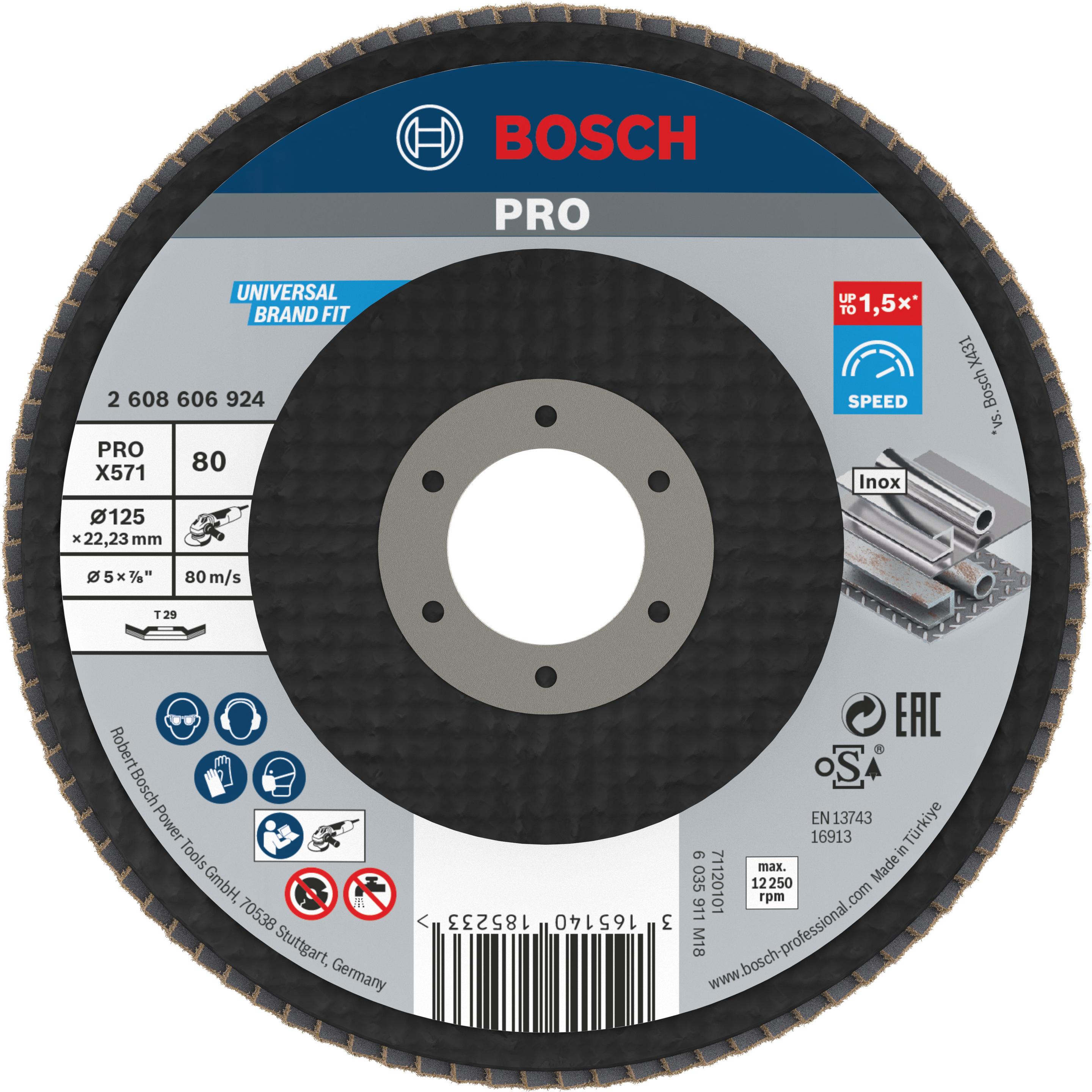 Thumbnail - Bosch Professional Zubehör, Schleifmittel, PRO X571 Fächerschleifscheibe, 125 mm, G80 (80)