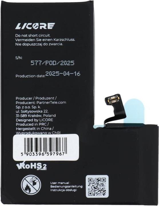Actual product image Licore Battery battery for IPHONE 15 Pro 3274 mAh